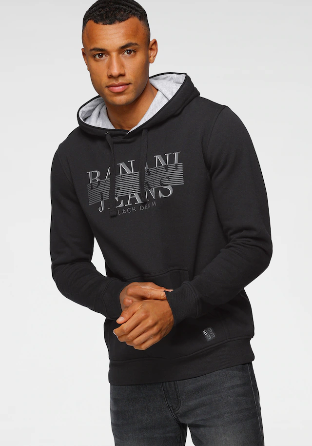 Bruno Banani Kapuzensweatshirt , schmale Passform,  bedrucktes Design,  aus Baumwollmischung