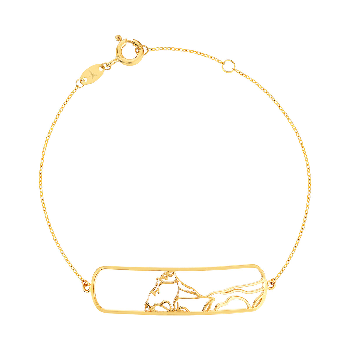 Bracelet or jaune 375 18 cm motif silhouette