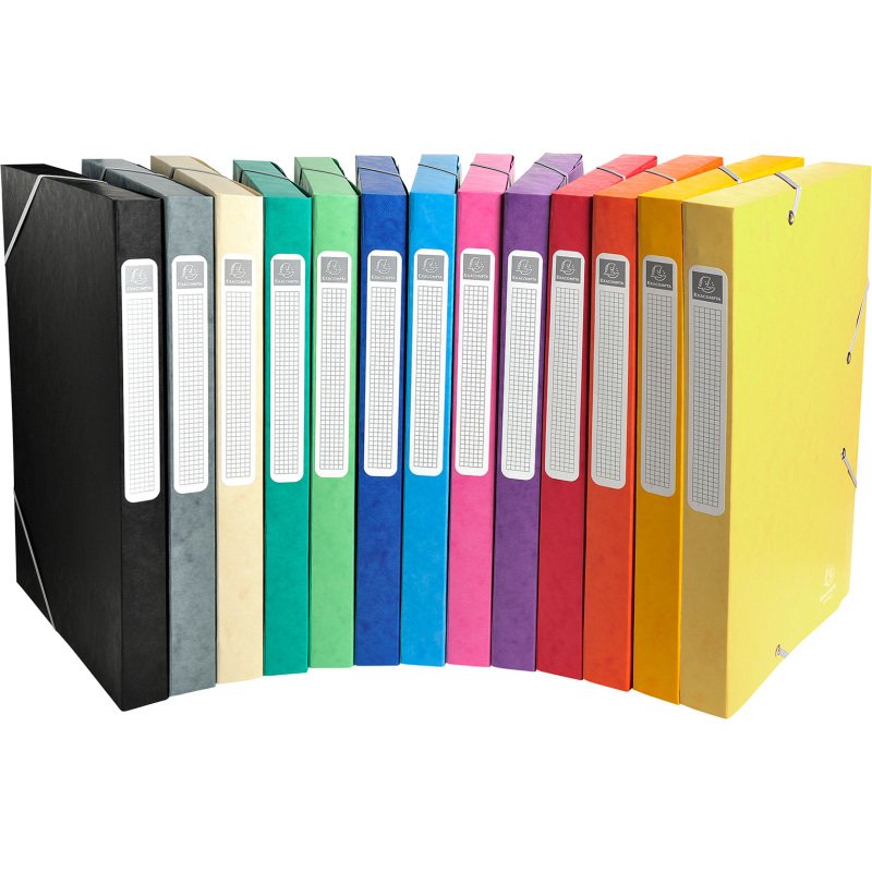Chemise box carte Cartobox Exacompta 24 x 32 cm dos 2,5 cm couleurs assorties