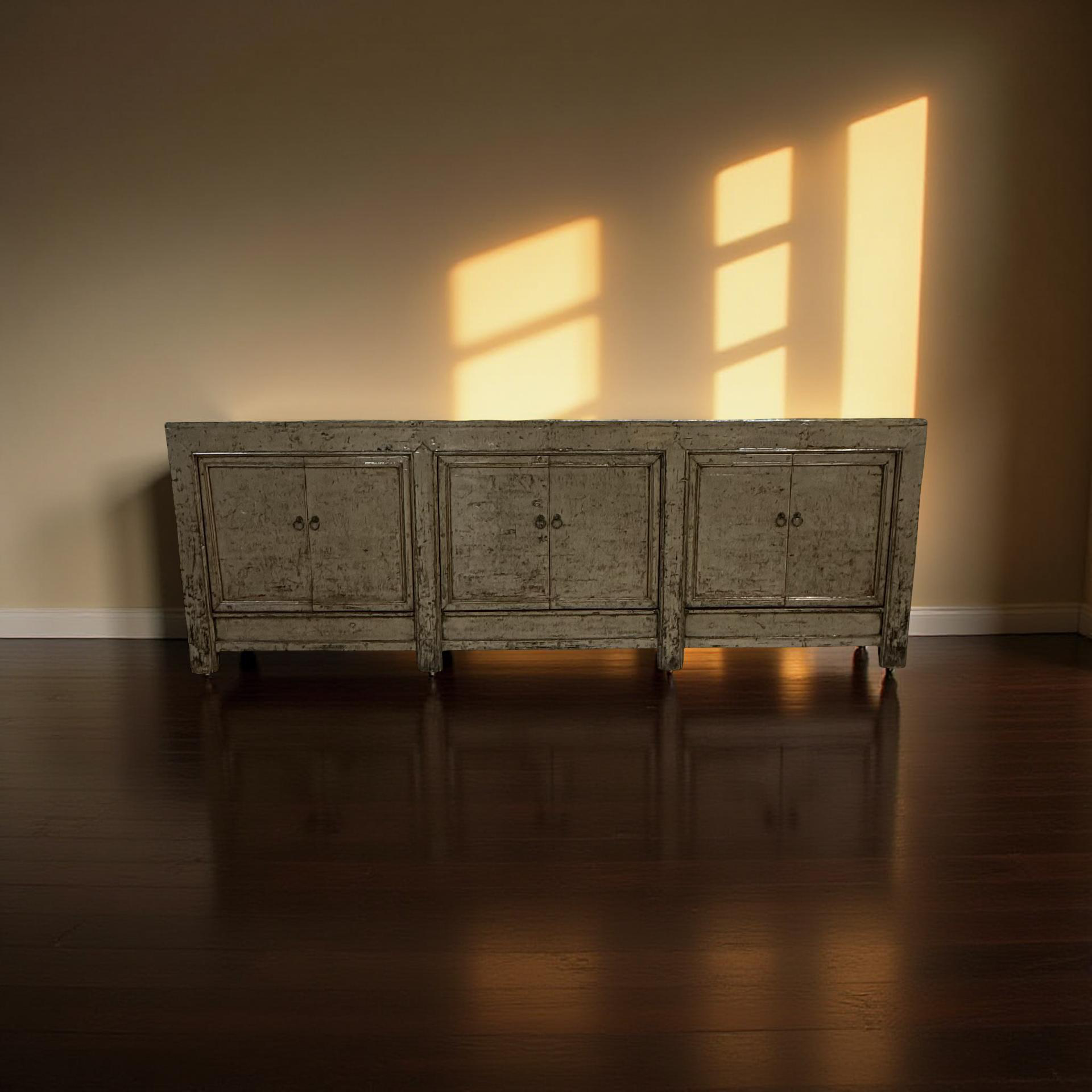 Dressoir 6 deur olijf/groen lak uniek
