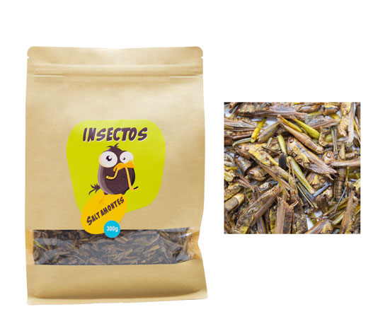 Gafanhotos desidratados para pássaros 125g - Alimento complementar - Proteína para peixes de lago, répteis, tartarugas e pássaros