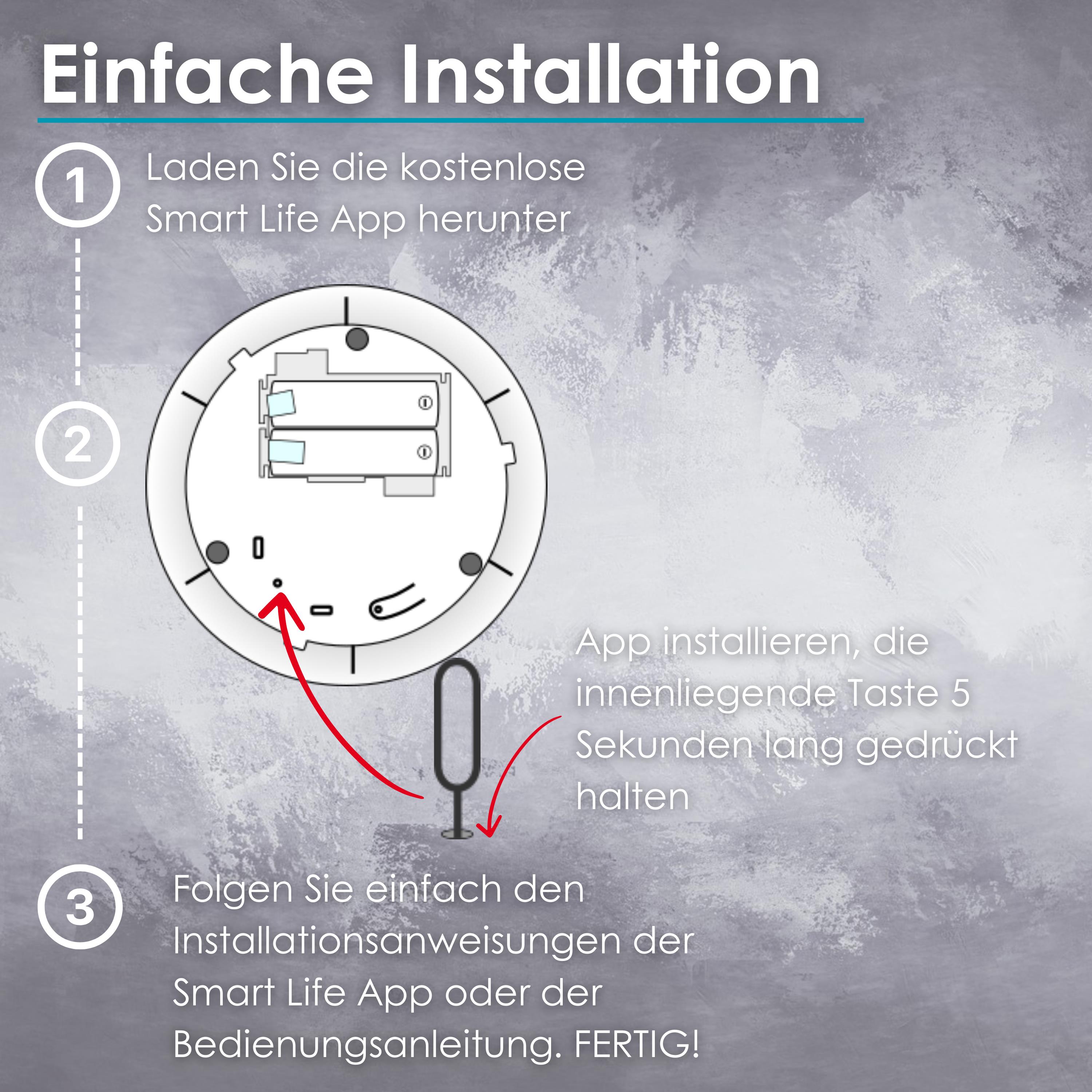 Echos Wifi Rauchmelder 10 Jahres Batterie m. Magnethalterung EN14604
