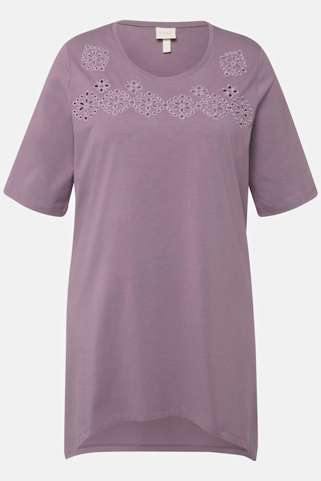 T-Shirt, Lochstickerei, Rundhals, Halbarm, Biobaumwolle