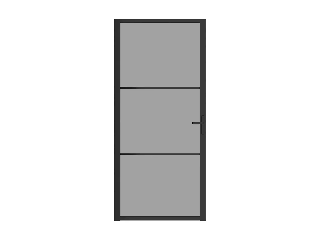 Porte intérieure 93x201,5 cm Noir Verre ESG et aluminium