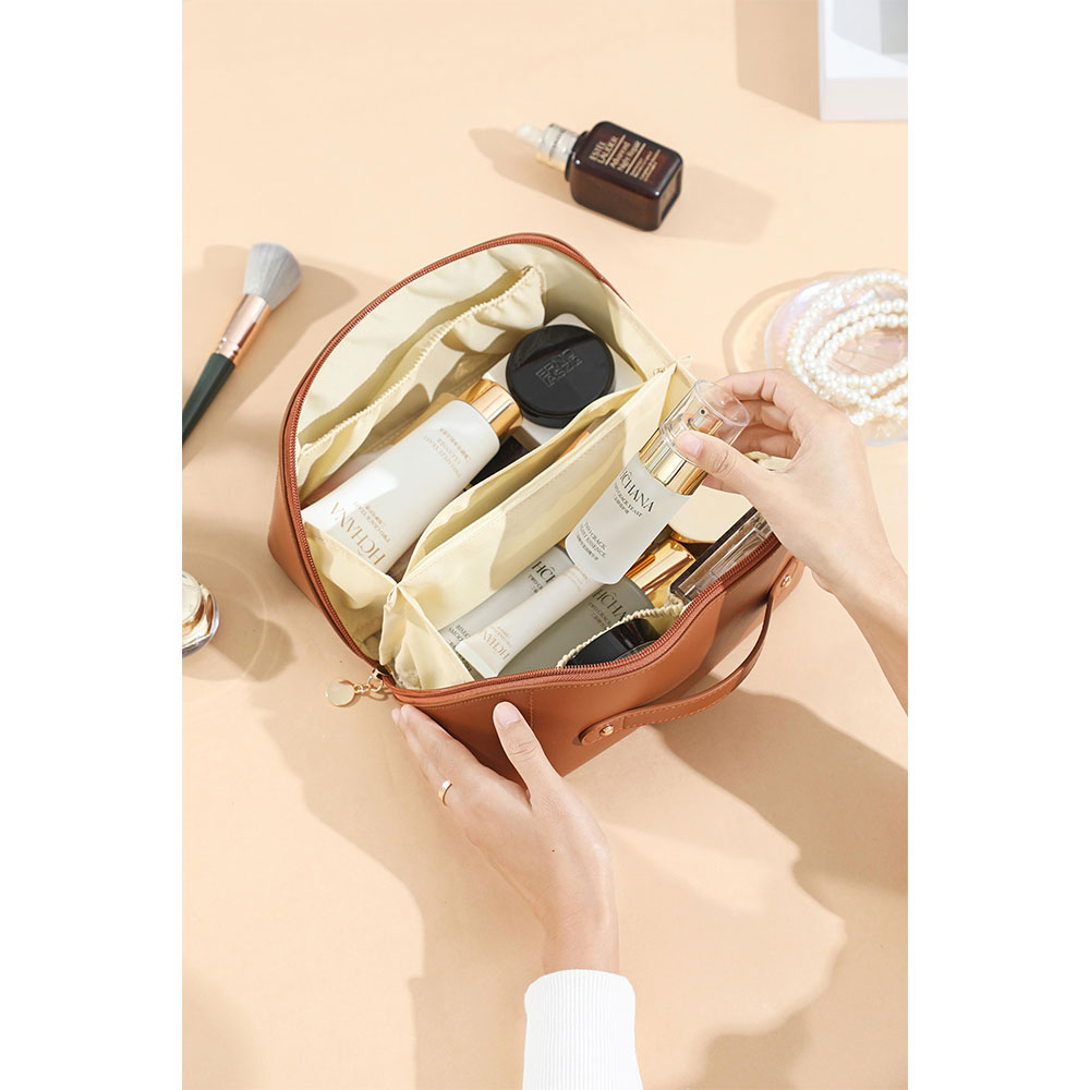 (21x13x12cm) Kosmetik Make Up Tasche Necessaire Organizer Bag mit Reissverschluss - Schwarz