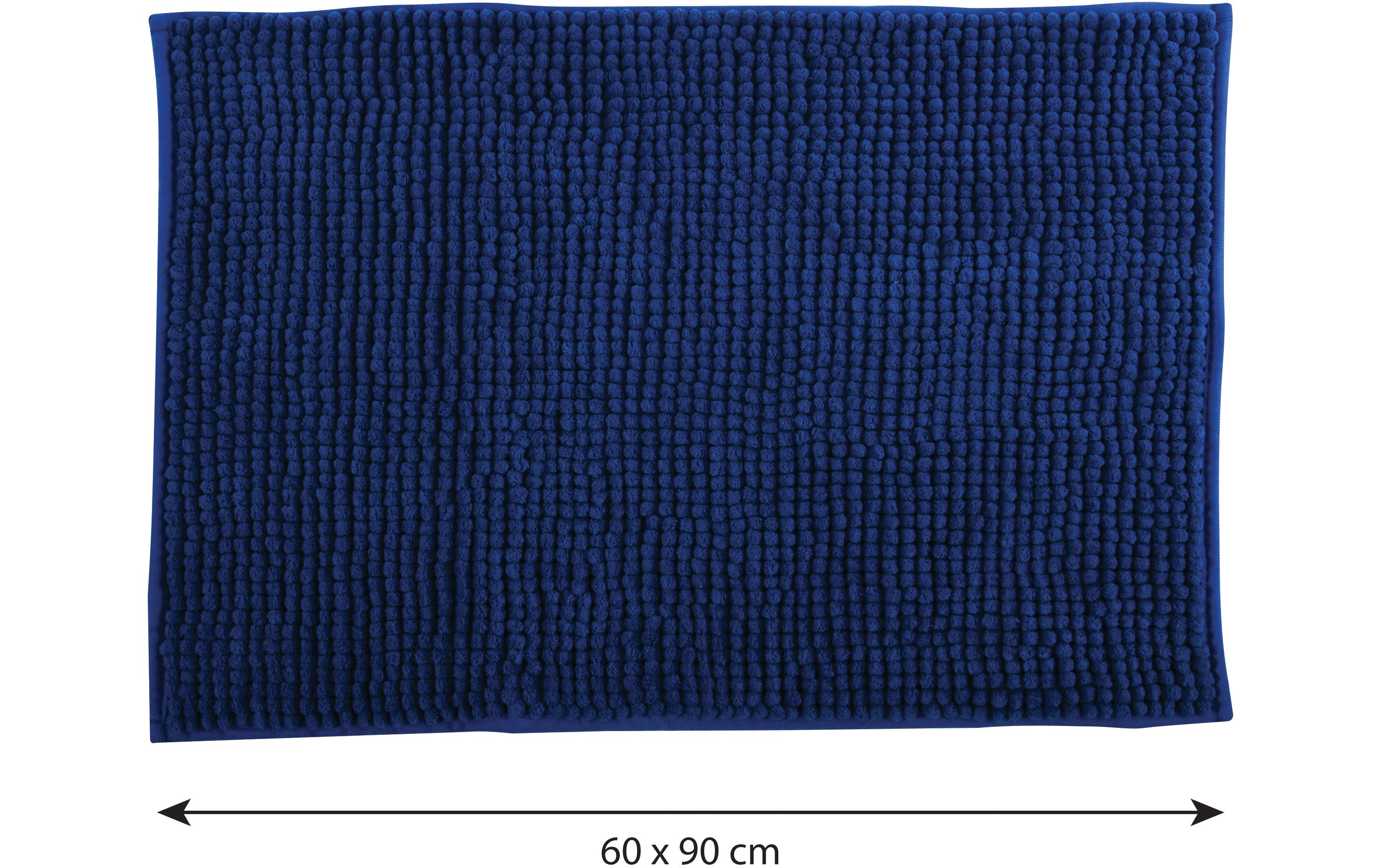Badteppich Chenille 60 x 90 cm, DunkelblauBadematte mit rutschfester Unterseite