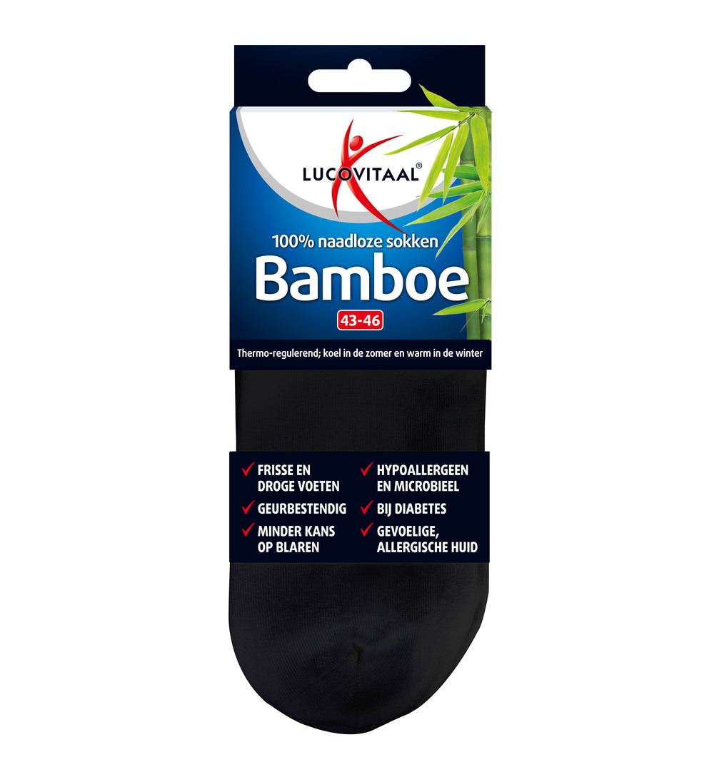 Lucovitaal Bamboe Enkelsokken Zwart 43-46 (1 paar)