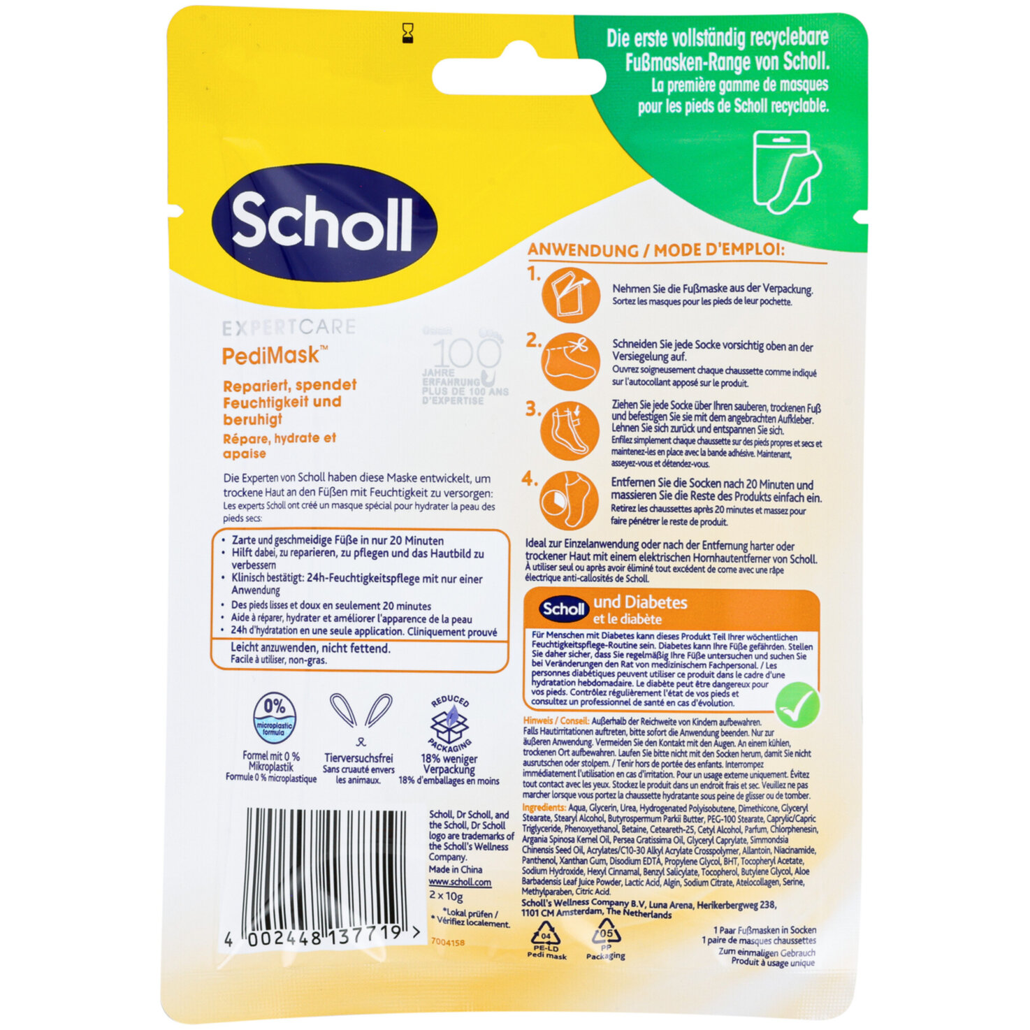 Scholl Expert Care intensiv pflegende Fussmaske mit 3-fach Öl