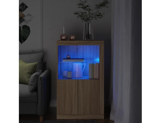 VIDAXL - Armoire de rangement Armoire latérale avec lumières led chêne sonoma