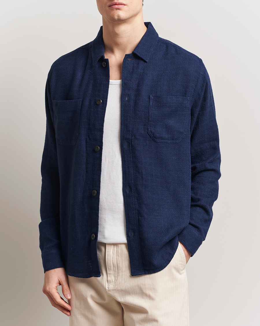 Les Deux Hamilton Viscose/Linen Overshirt Navy