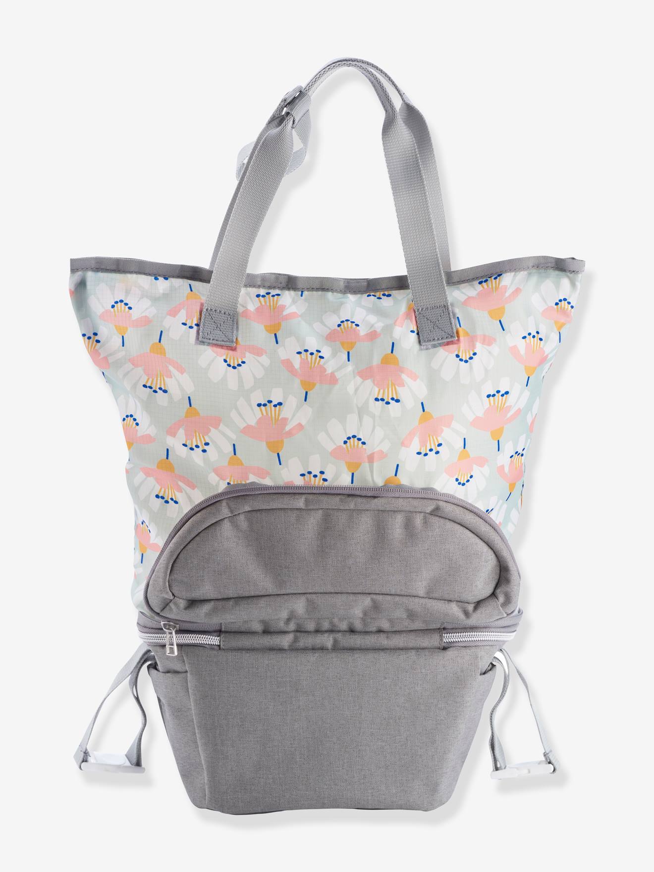 Bolsa para carrinho de bebê BEABA Biarritz, conversível em bolsa de mão, cinza médio liso