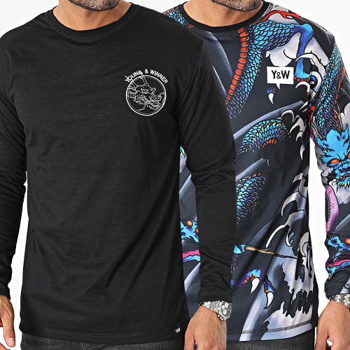 Tee Shirt Manches Longues Dragon Noir
