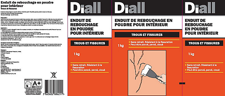Enduit de rebouchage en poudre Diall 1kg
