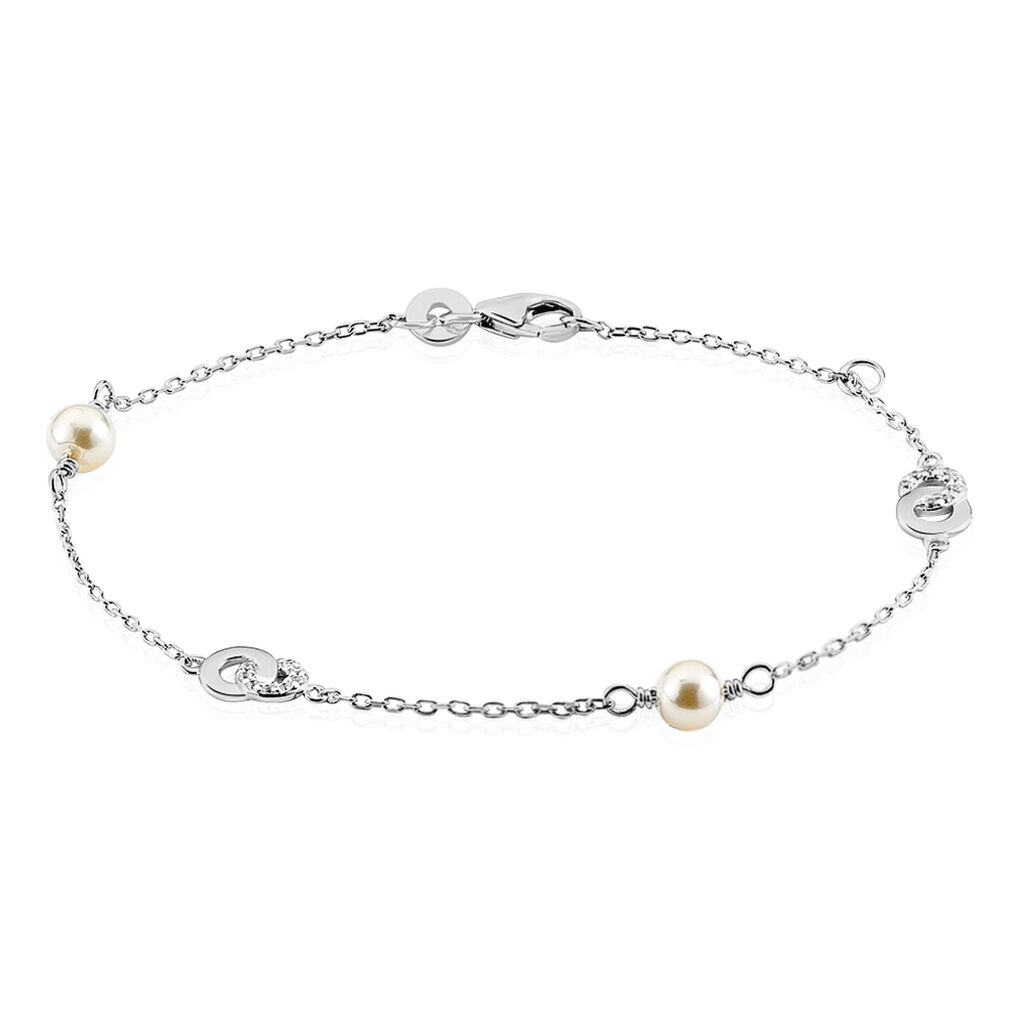 Bracelet Anilie Argent Blanc Perle De Culture Et Oxyde De Zirconium