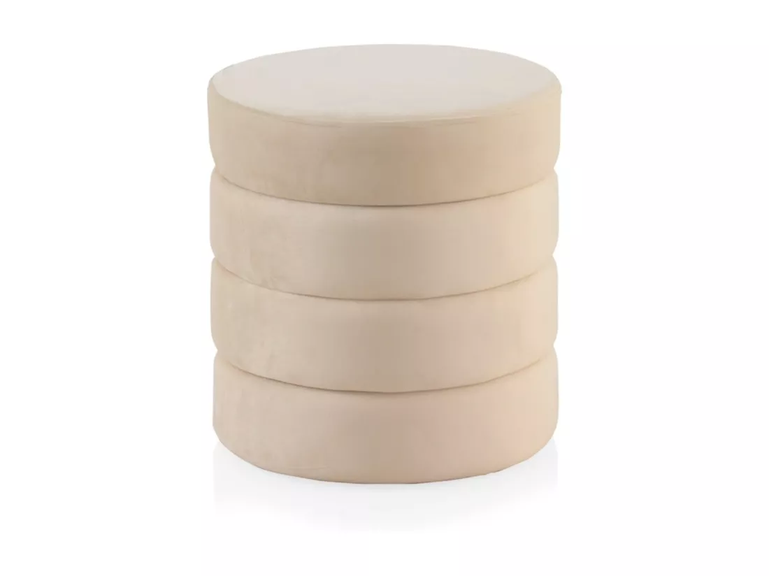Pouf tapissé de velours blanc