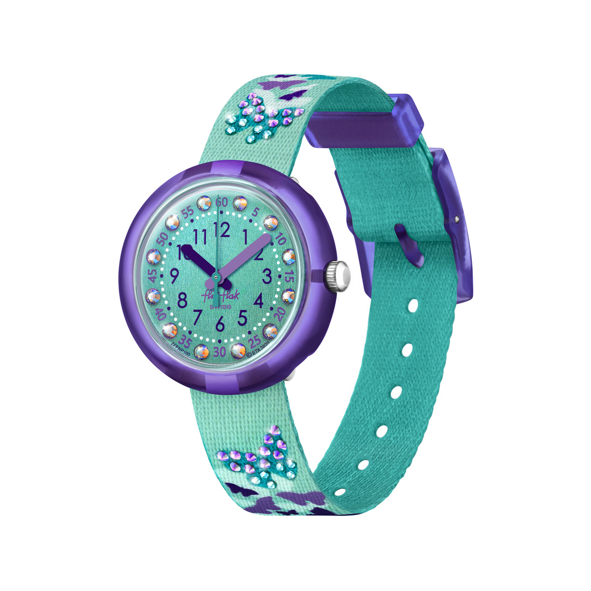 Montre Flik Flak enfant matériaux biosourcés vert papillon
