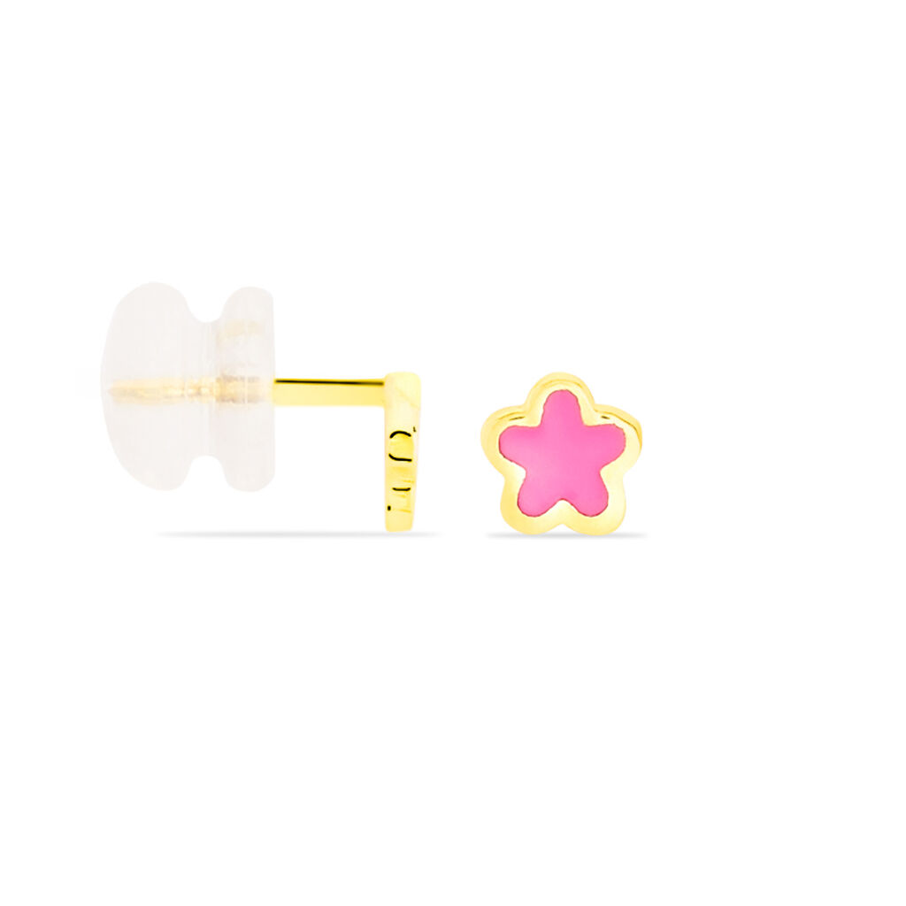 Boucles D'oreilles Puces Damia Fleur Or Jaune Nacre