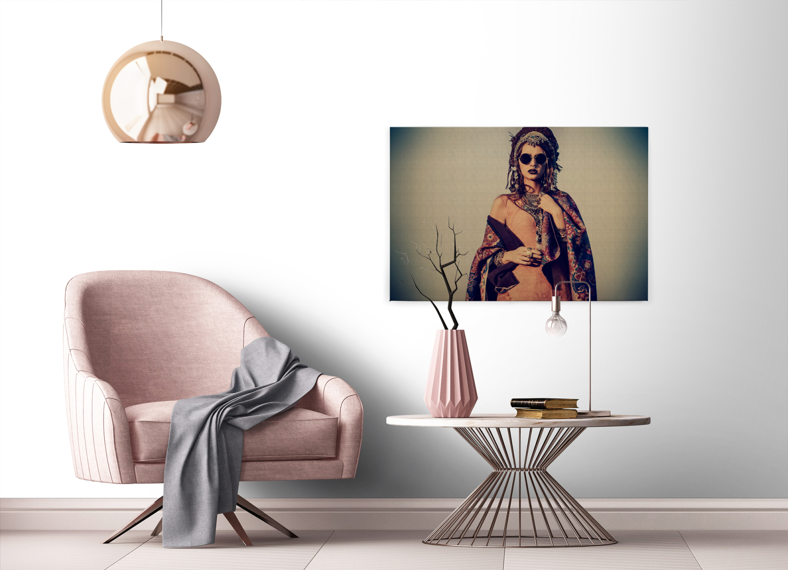 Leinwandbild LA BOHÉME - beige-rot - 90x60 cm