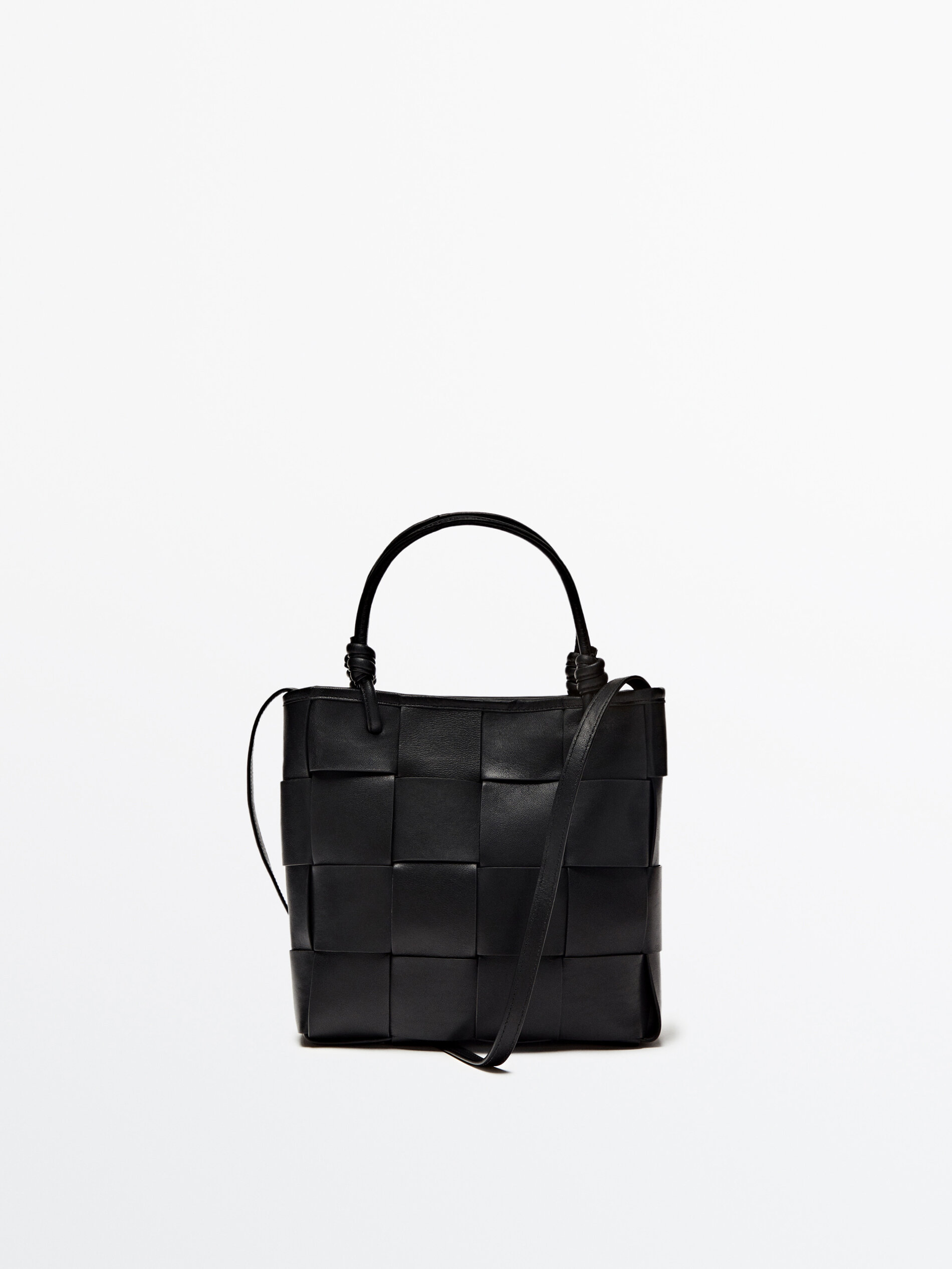 Bolsa tote em couro napa trançado - PRETA