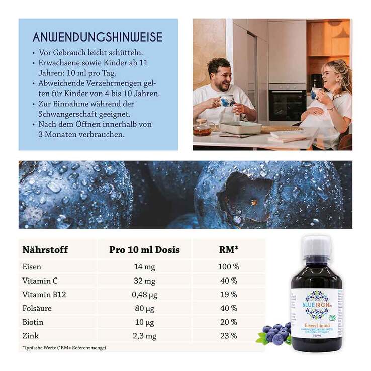 Blueiron Eisen Liquid Flüssigkeit zum Einnehmen, 250 ml
