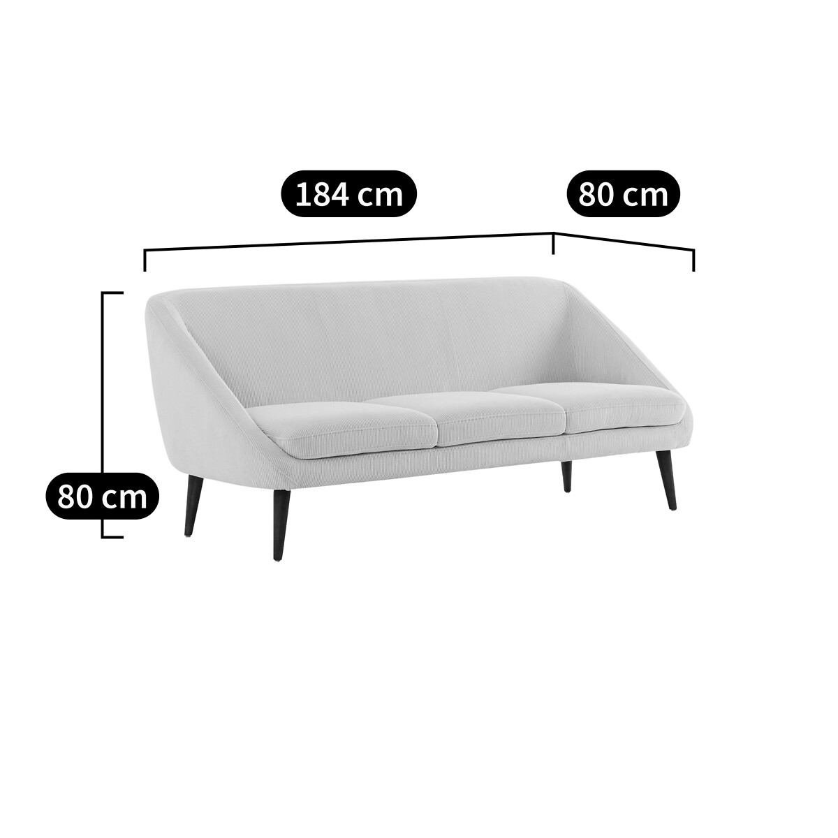 LA REDOUTE INTERIEURS<br>Sofá de veludo de 3 lugares, Séméon