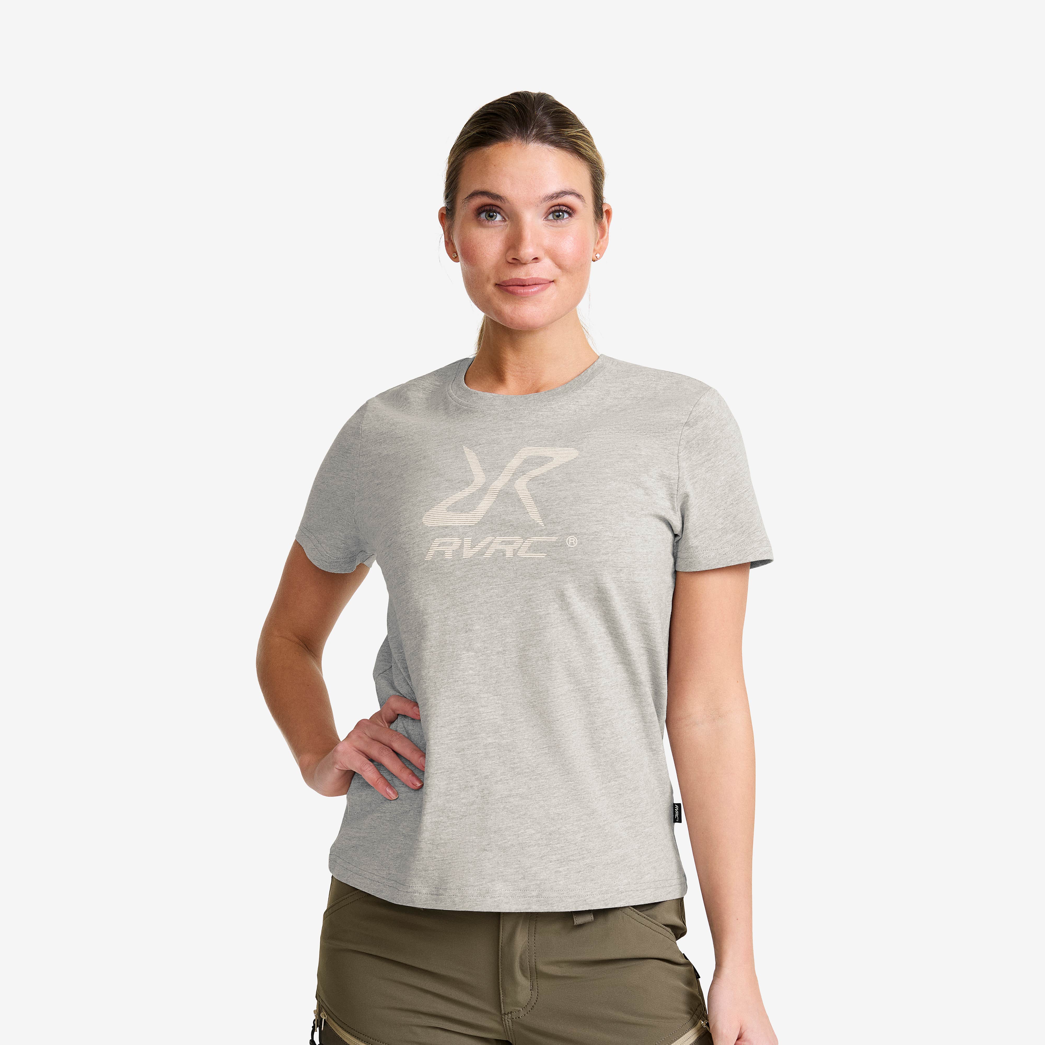 Easy Graphic Logo T-shirt Dame Grey Melange
