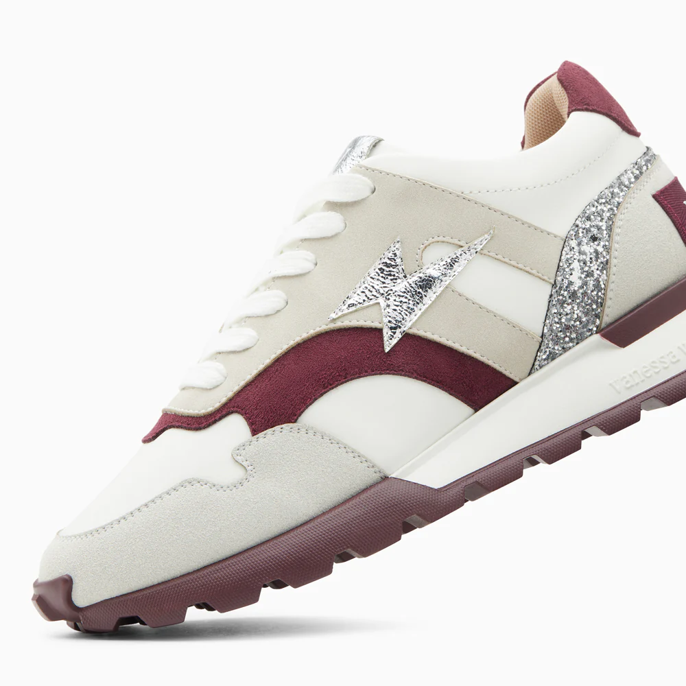 Sneakers-Baskets éclair Liéna pourpre et argent à semelle running