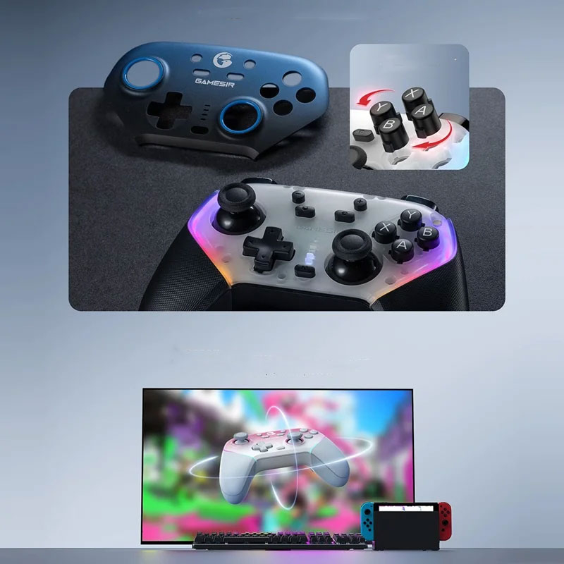 Super Nova TWS 2.4 GHz / Bluetooth / RGB Game Controller mit Hall-Effekt Joysticks für Nintendo Switch / PC / iOS / Android - Schwarz
