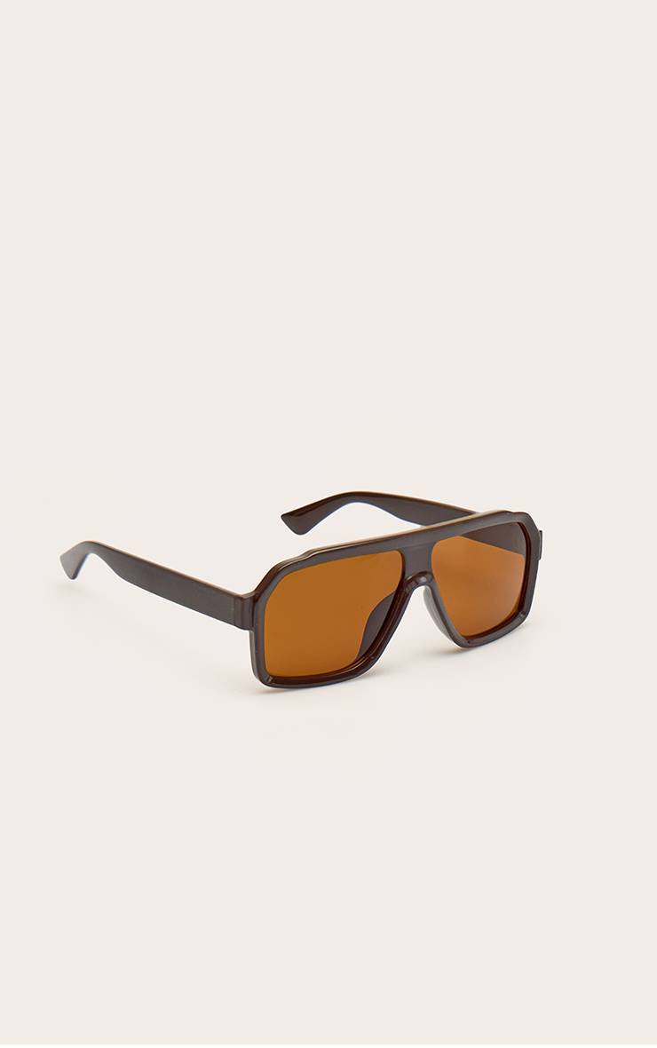 Chocolat Lunettes De Soleil Aviateur Surdimensionnées À Monture Épaisse