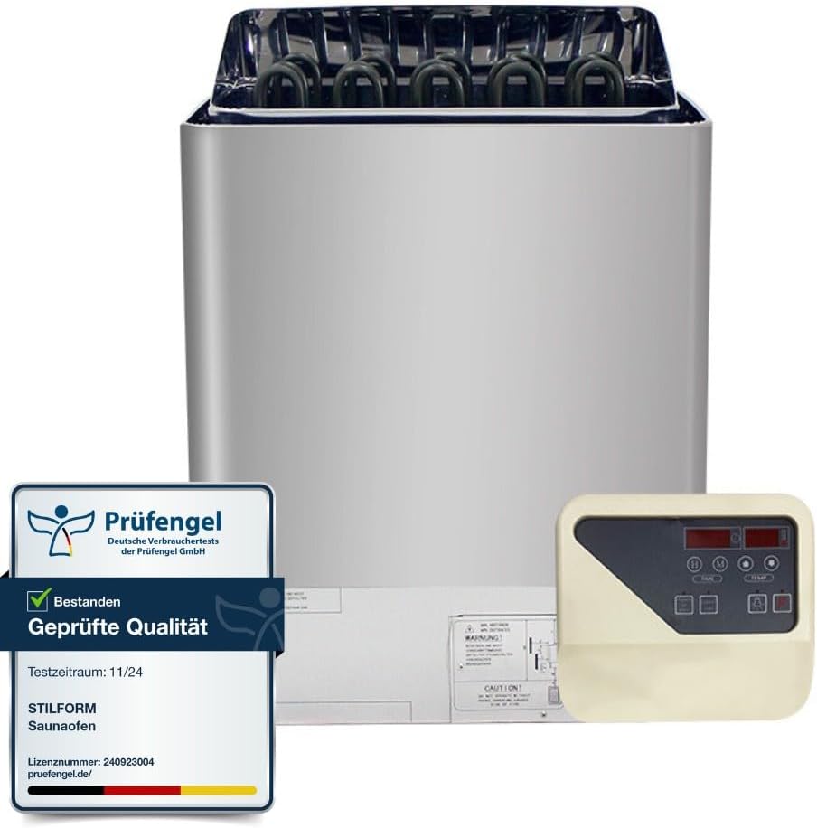 Saunaofen Thermolux 6KW mit Touch-Controller Gunmetal, Finnischer Elektro-Heizgerät Saunaheizung