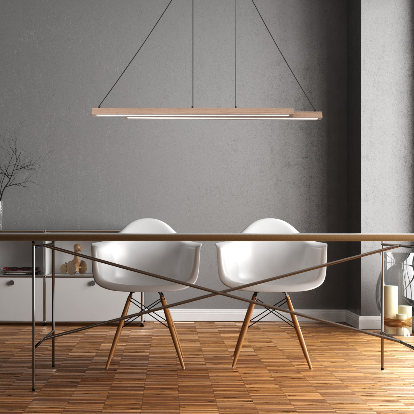 LED-Hängeleuchte - holzfarben - 171 cm