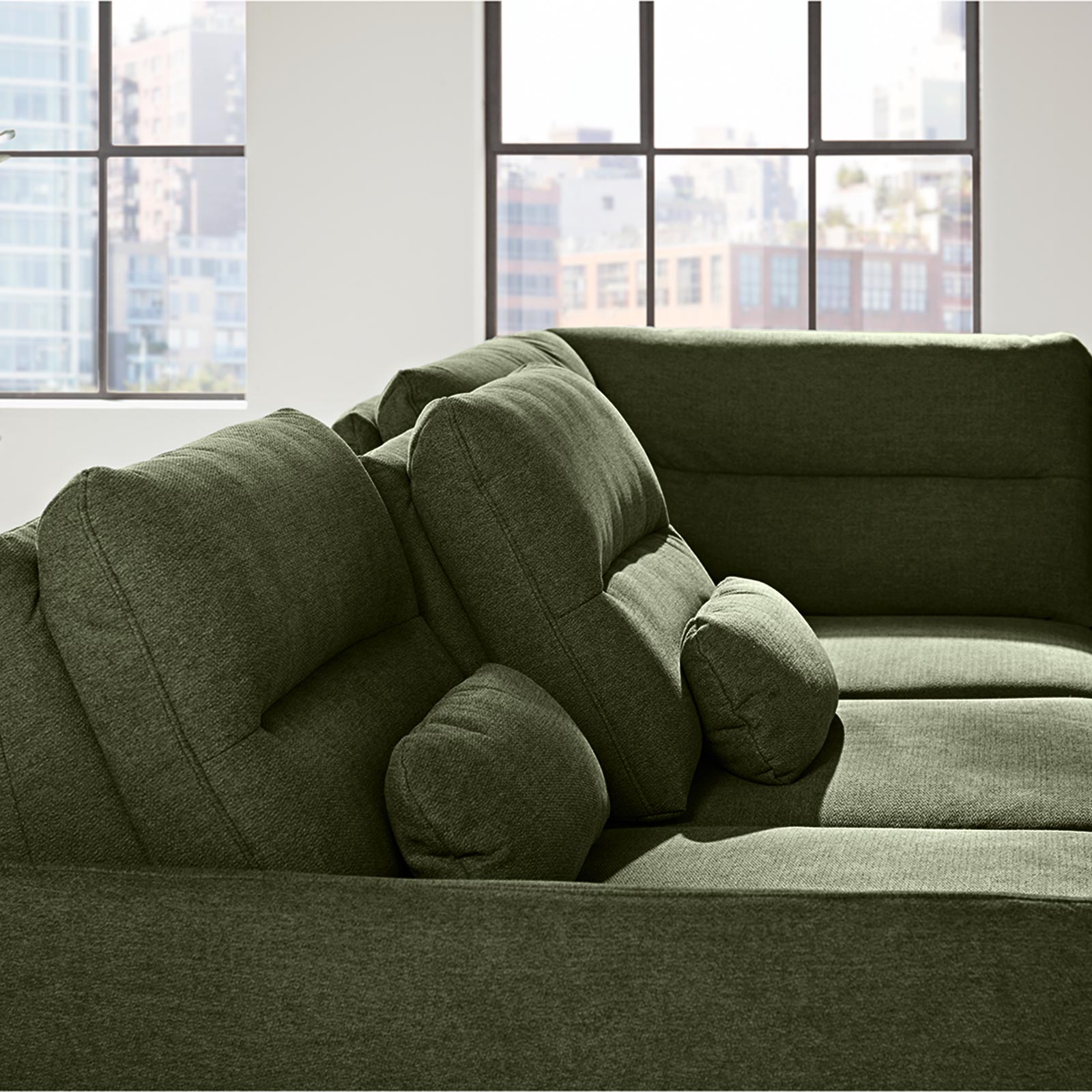 Ecksofa - moos - Microchenille - Anstellhocker rechts