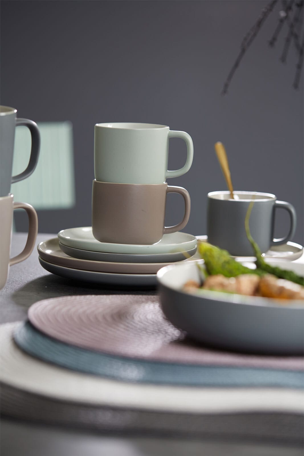Ritzenhoff & Breker Untertasse JASPER 6er Set taupebraun/ weiß
