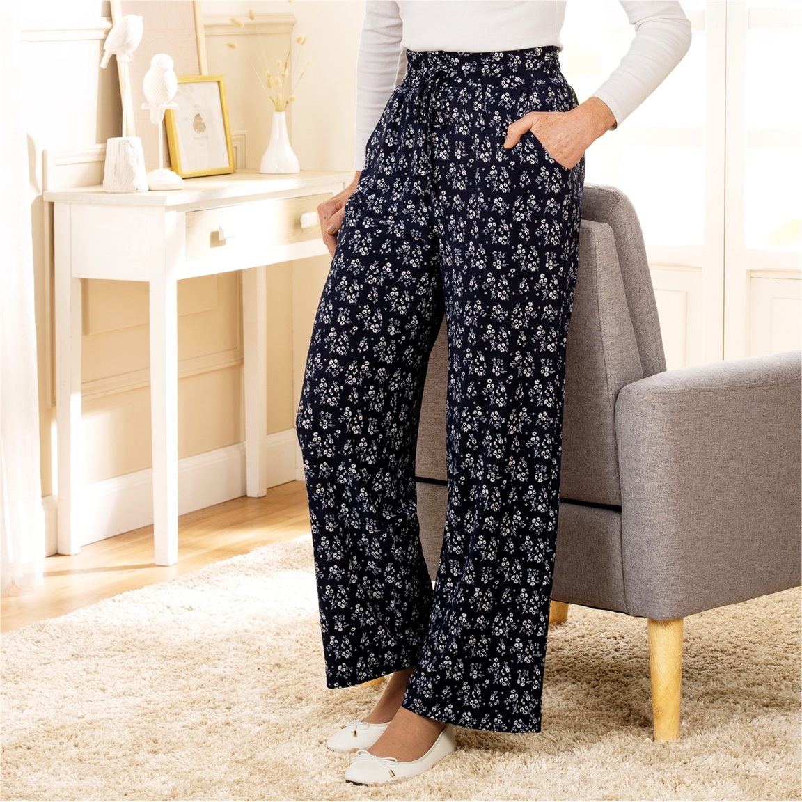 Pantalon fluide fleuri