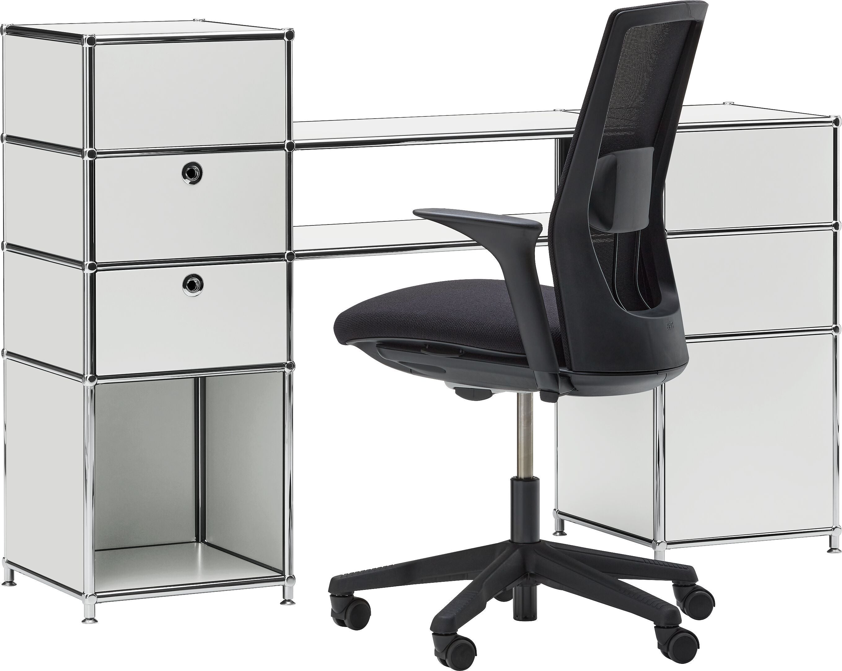 FLEXCUBE Schreibtisch - Hellgrau / B: 152.0 cm x T: 40.0 cm x H: 100.0 cm