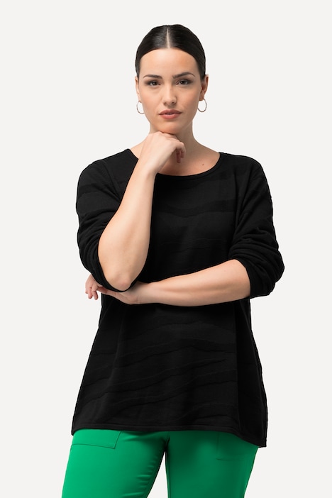 Jacquard-Pullover, Zebramuster, U-Boot-Ausschnitt, Langarm