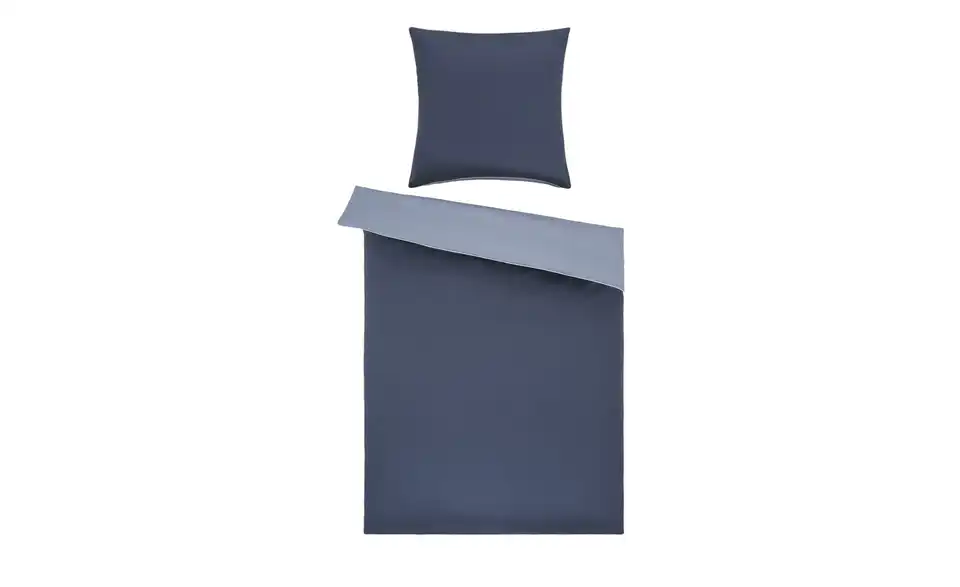como Satin Wende-Bettwäsche Satin Piping Blau 135x200 cm, 80x80 cm