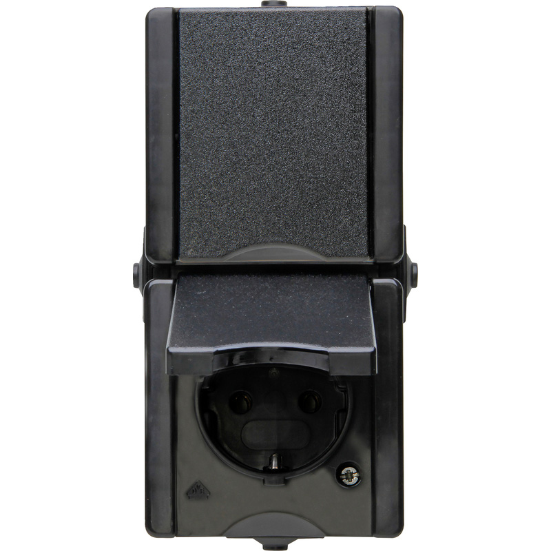 Kopp ProAQA wandcontactdoos dubbel RA opbouw spatwaterdicht Zwart IP44 verticaal