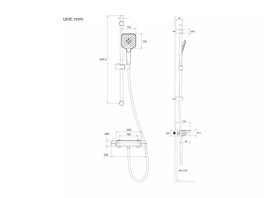 Ensemble de Douche avec Etagère et Douchette à Main 3 Fonctions, Chromé Colonne de Douche Thermostatique avec 38°C Mitigeur