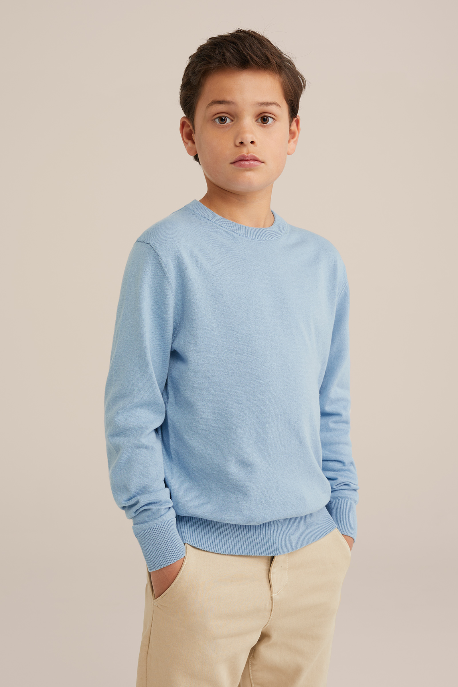 Jongens fijngebreide trui WE Fashion IJsblauw