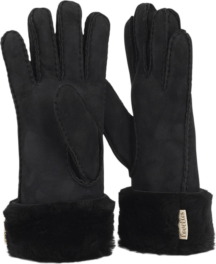 Lovelies KELLY LONG - GLOWES - SHEEP SKIN W/ SHEARLING CUFF Black / black