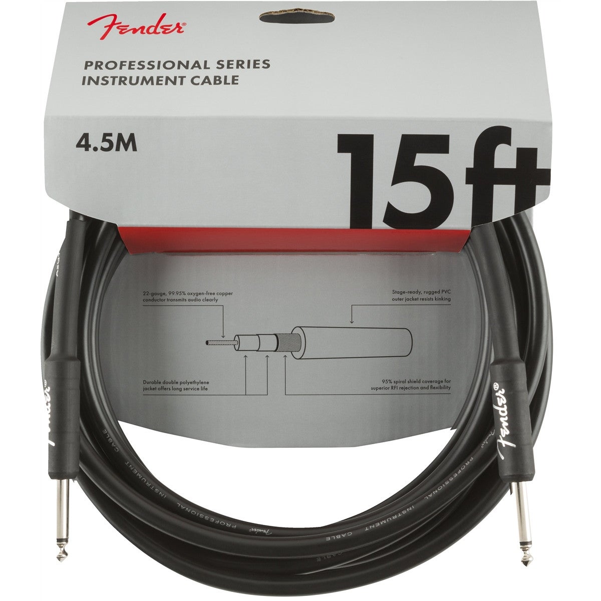 Fender Professional Series Black jackkabel 4.5m