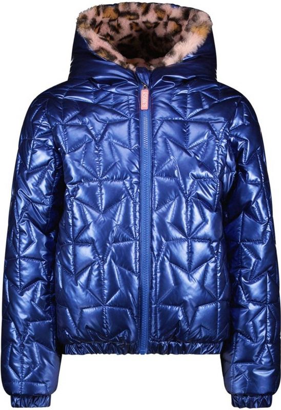 B.Nosy - Jessie - Jas - Blauw - Reversibel met Sterren en Panterprint