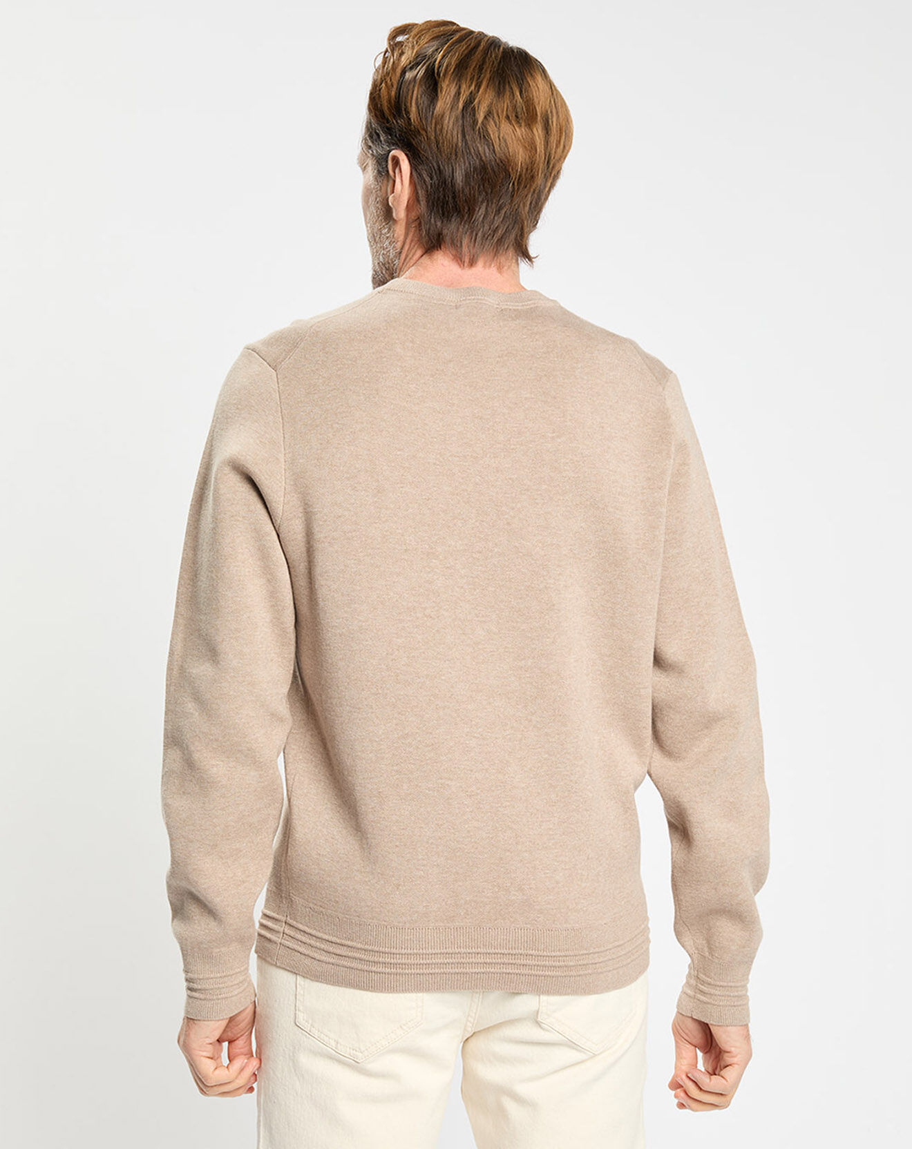 Hackett London Pull col rond uni beige
