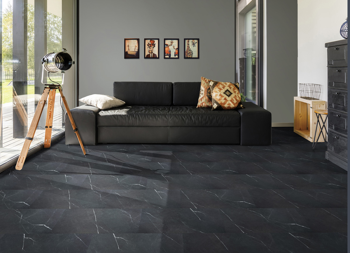 KS Vinyl vloertegel marmer zwart 47.5x95cm