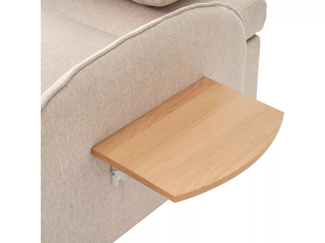 Fauteuil escamotable en lin - avec tables d'appoint pliantes - Beige