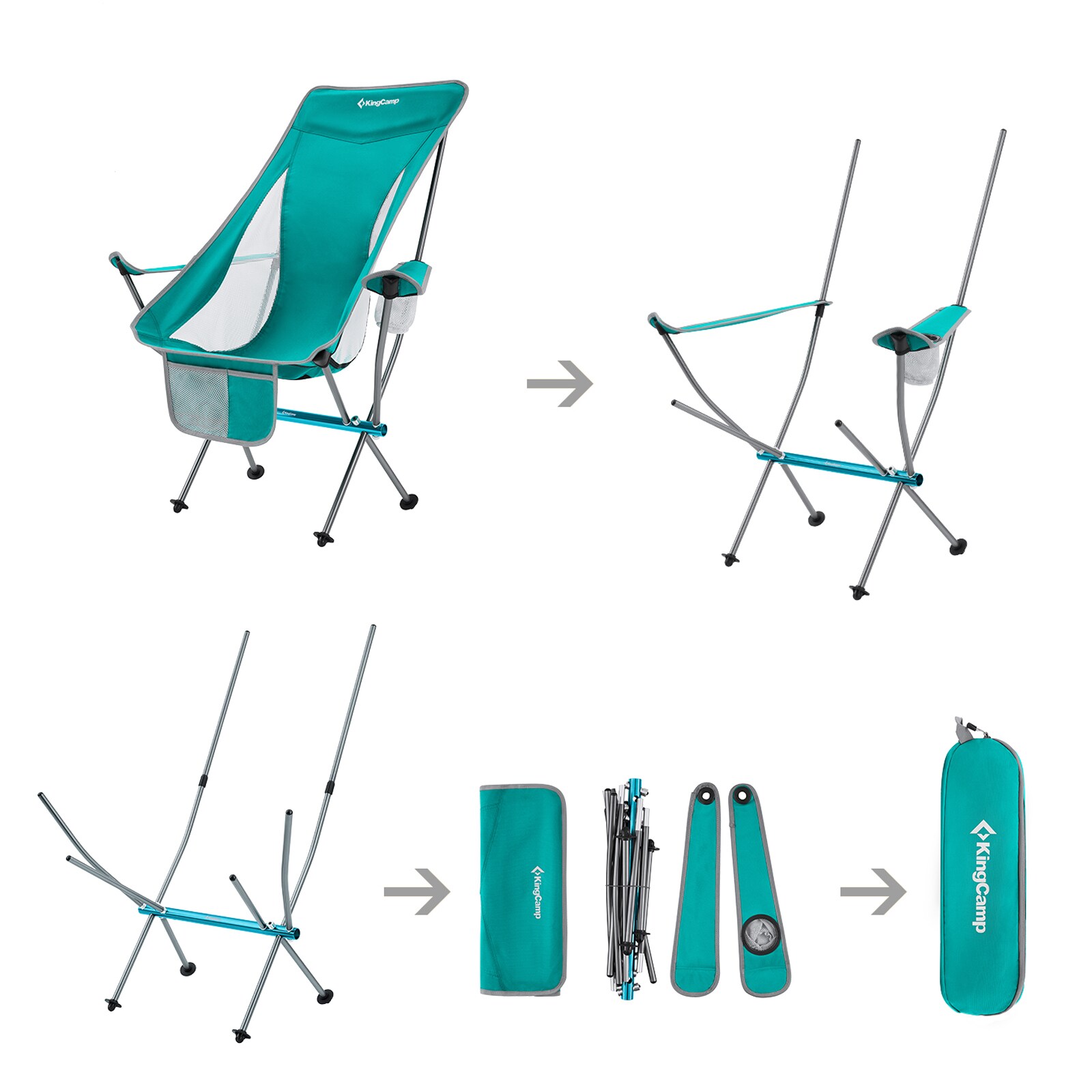 KINGCAMP Campingstuhl Cataby Deluxe Klappstuhl Strand Stuhl Faltbar Alu 120 kg Farbe: Rose Red