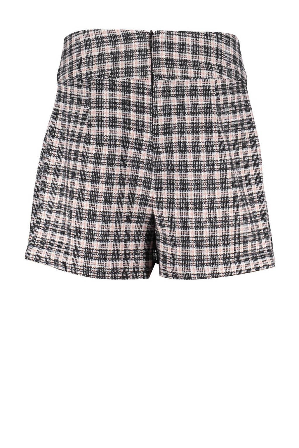 Frankie&Liberty geruite skort Kim grijs/roze