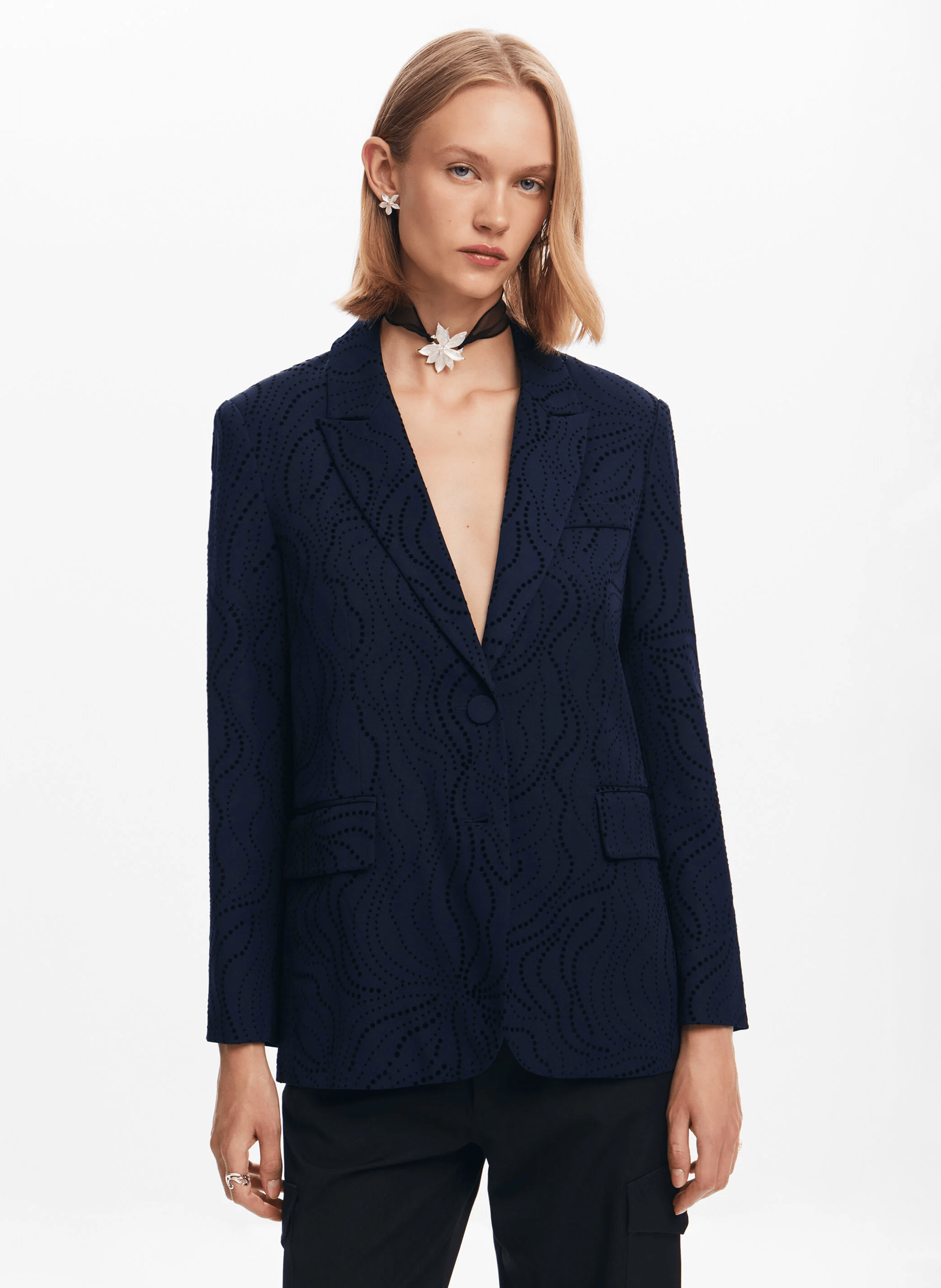 Blazer droit à col tailleur | Bleu