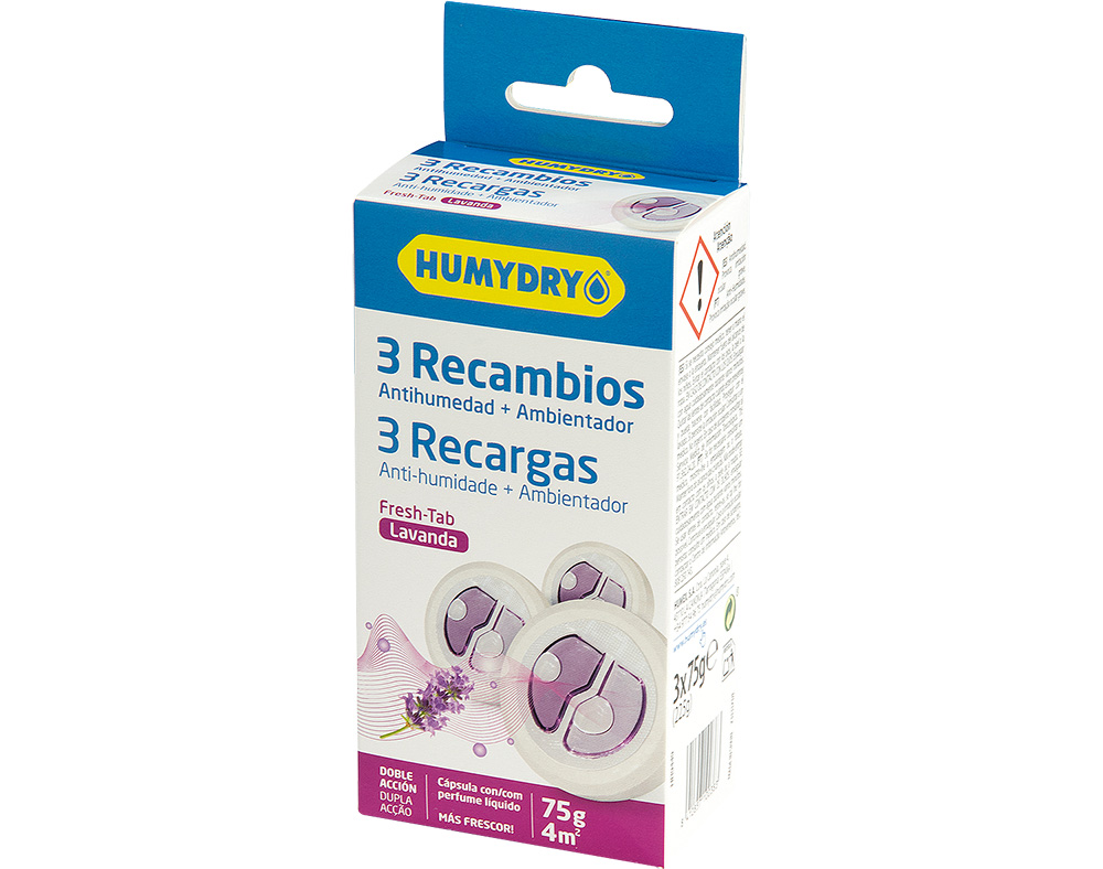 RECARGA ANTI-HUMIDADE HUMYDRY DUPLO LAVANDA 75G PACK 3 UNIDADES